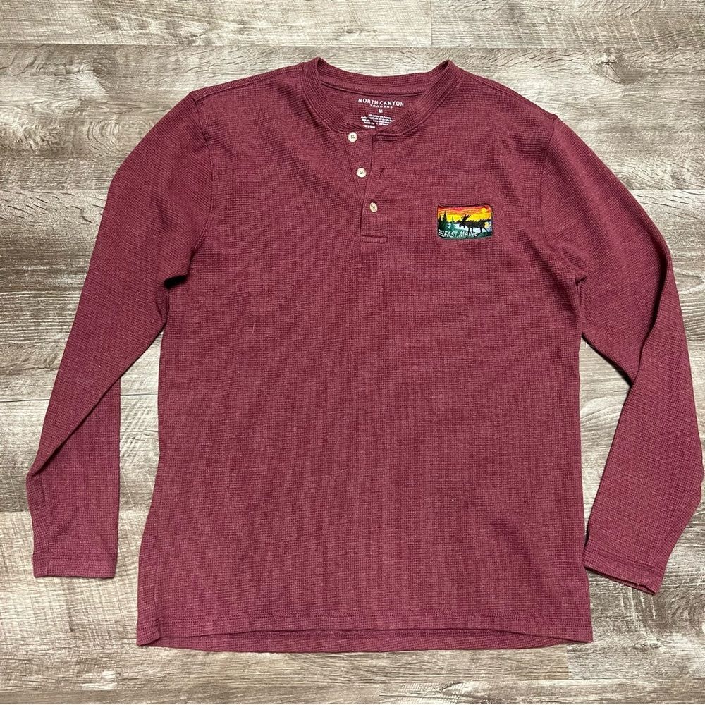 North Canyon Traders Belfast Maine Waffle Knit Long Sleeve Shirt Size Medium